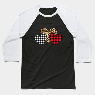 Leopard and plaid hearts valentines day gift Baseball T-Shirt